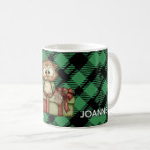 Classic Holiday Green Checkered Pattern Custom Koffiemok (Voorkant rechts)