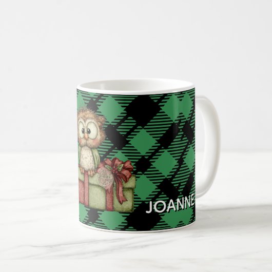 Classic Holiday Green Checkered Pattern Custom Koffiemok (Voorkant rechts)