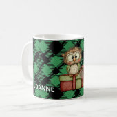 Classic Holiday Green Checkered Pattern Custom Koffiemok (Voorkant links)