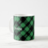 Classic Holiday Green Checkered Pattern Custom Koffiemok (Voorkant links)