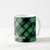 Classic Holiday Green Checkered Pattern Custom Koffiemok (Voorkant rechts)