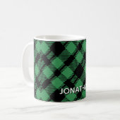 Classic Holiday Green Checkered Pattern Custom Koffiemok (Voorkant links)