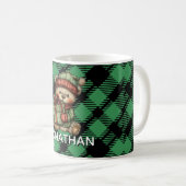 Classic Holiday Green Checkered Pattern Custom Koffiemok (Voorkant rechts)