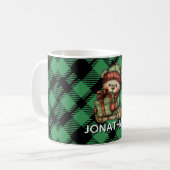 Classic Holiday Green Checkered Pattern Custom Koffiemok (Voorkant links)