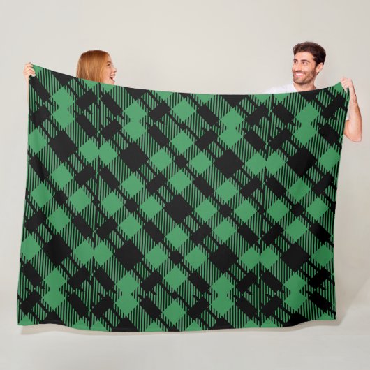 Classic Holiday Green Checkered Pattern  Fleece Deken (In situ)