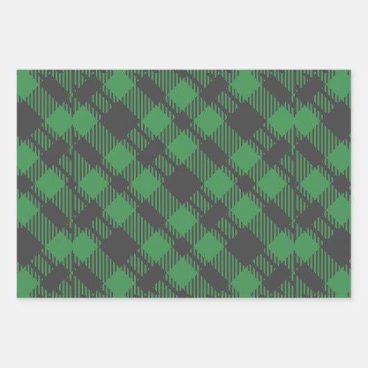Classic Holiday Green Checkered Pattern Inpakpapier Vel (Voorkant 2)