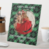 Classic Holiday Green Checkered Pattern Photo Reclamebord Met Voetstuk (Insitu)