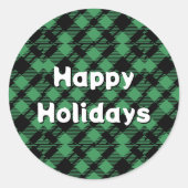 Classic Holiday Green Checkered Pattern  Ronde Sticker (Voorkant)
