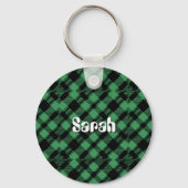 Classic Holiday Green Checkered Pattern  Sleutelhanger (Voorkant)