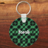Classic Holiday Green Checkered Pattern  Sleutelhanger (Voorkant)