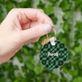Classic Holiday Green Checkered Pattern  Sleutelhanger