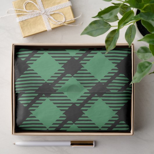 Classic Holiday Green Checkered Pattern Tissuepapier (Geschenk)