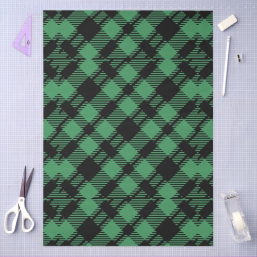 Classic Holiday Green Checkered Pattern Tissuepapier (Craft)
