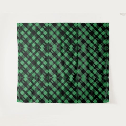 Classic Holiday Green Checkered Pattern Wandkleed (Voorkant (horizontaal))
