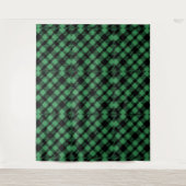 Classic Holiday Green Checkered Pattern Wandkleed (Voorkant)