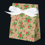 Classic Holiday Green Holly Red Berries Bedankdoosjes<br><div class="desc">Hedendaags klassiek kerstvakantieseizoen Holly besmeurt en vertrekt zich op een roest bruin kraftpapier. Verkrijgbaar op producten zoals pakpapier en tissuepapier,  etiketten met terugzendadressen,  labels met cadeau,  tassen en gunstdozen,  stickers en linten.</div>