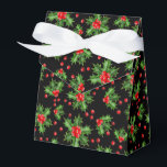 Classic Holiday Green Holly Red Berries Patroon Bedankdoosjes<br><div class="desc">Tijdelijk klassiek kerstvakantieseizoen Holly bessen en bladeren patroon. Verkrijgbaar op producten zoals pakpapier en tissuepapier,  etiketten met terugzendadressen,  labels met cadeau,  tassen en gunstdozen,  stickers en linten.</div>