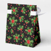 Classic Holiday Green Holly Red Berries Patroon Bedankdoosjes (Achterkant)