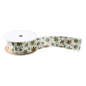 Classic Holiday Green Holly Red Berries Satijnen Lint (Spoel)
