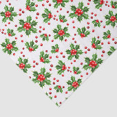 Classic Holiday Green Holly Red Berries Tissuepapier (Detail)