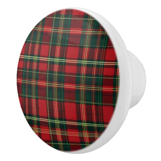Classic Holiday Plaid Keramische Knop (Rechts)