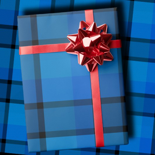Classic holiday plaid navy blue Christmas Gift Cadeaupapier