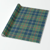 Classic Holiday Plaid Stylish Green & Navy Xmas Cadeaupapier (Uitgerold)