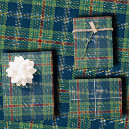 Classic Holiday Plaid Stylish Green & Navy Xmas Inpakpapier Vel