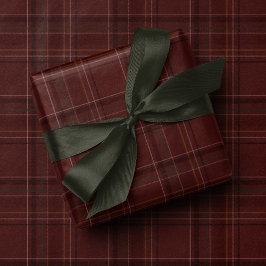 Classic holiday plaid stylish maroon Christmas Cadeaupapier