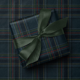Classic holiday plaid stylish navy Christmas Cadeaupapier
