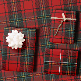Classic Holiday Plaid Stylish Red Christmas Inpakpapier Vel