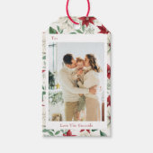 Classic Holiday Poinsettia Fotocadeau Label Cadeaulabel (Voorkant)