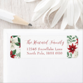 Classic Holiday Poinsettia Retour Adreslabel Etiket