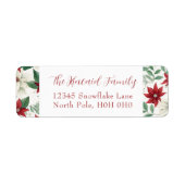 Classic Holiday Poinsettia Retour Adreslabel Etiket (Voorkant)