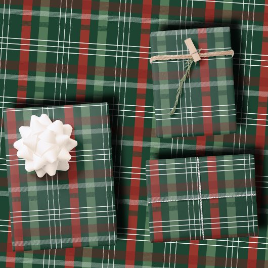 Classic Holiday Red and Green Plaid Christmas Inpakpapier Vel