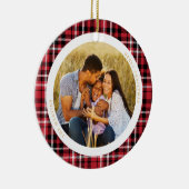 Classic Holiday Red Pset Photo Keramisch Ornament (Rechts)