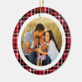 Classic Holiday Red Pset Photo Keramisch Ornament (Links)