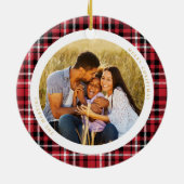 Classic Holiday Red Pset Photo Keramisch Ornament (Achterkant)