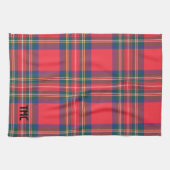 Classic Holiday Red Tartan Plaid INITIALEN Feestel Theedoek (Horizontaal)