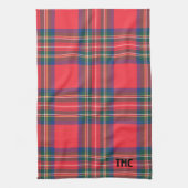 Classic Holiday Red Tartan Plaid INITIALEN Feestel Theedoek (Verticaal)