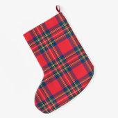 Classic Holiday Red Tartan Pset Initialen Fesatief Grote Kerstsok (Achterkant (Hangend))