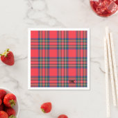 Classic Holiday Red Tartan Pset Initialen Fesatief Servet (Insitu)