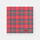 Classic Holiday Red Tartan Pset Initialen Fesatief Servet (Voorkant)