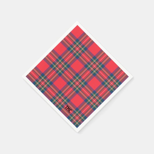 Classic Holiday Red Tartan Pset Initialen Fesatief Servet (Hoek)