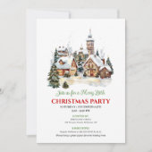 Classic holiday scene Christmas party invitation Kaart (Voorkant)