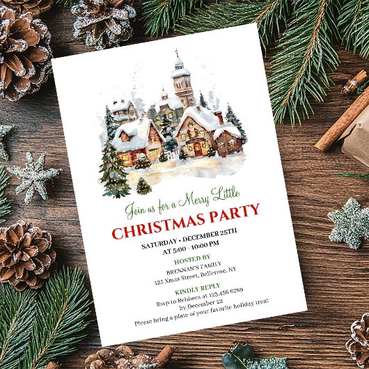 Classic holiday scene Christmas party invitation Kaart