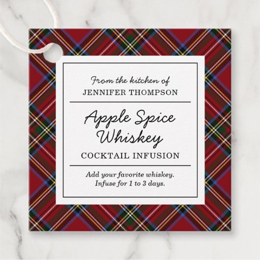 Classic Holiday Tartan Cocktail Infusion Kit Bedankjes Labels (Voorkant)