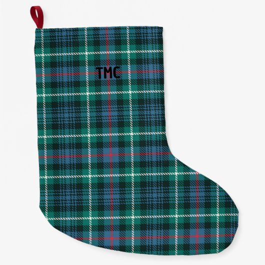 Classic Holiday Tartan INITIALEN Fesatief Grote Kerstsok (Voorkant)