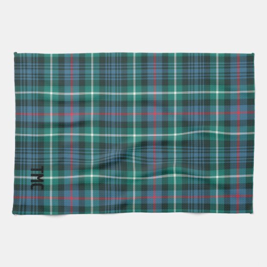 Classic Holiday Tartan Initialen Fesatief Theedoek (Horizontaal)
