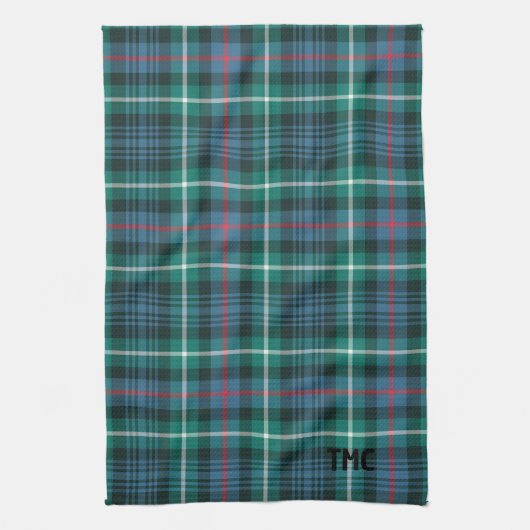 Classic Holiday Tartan Initialen Fesatief Theedoek (Verticaal)